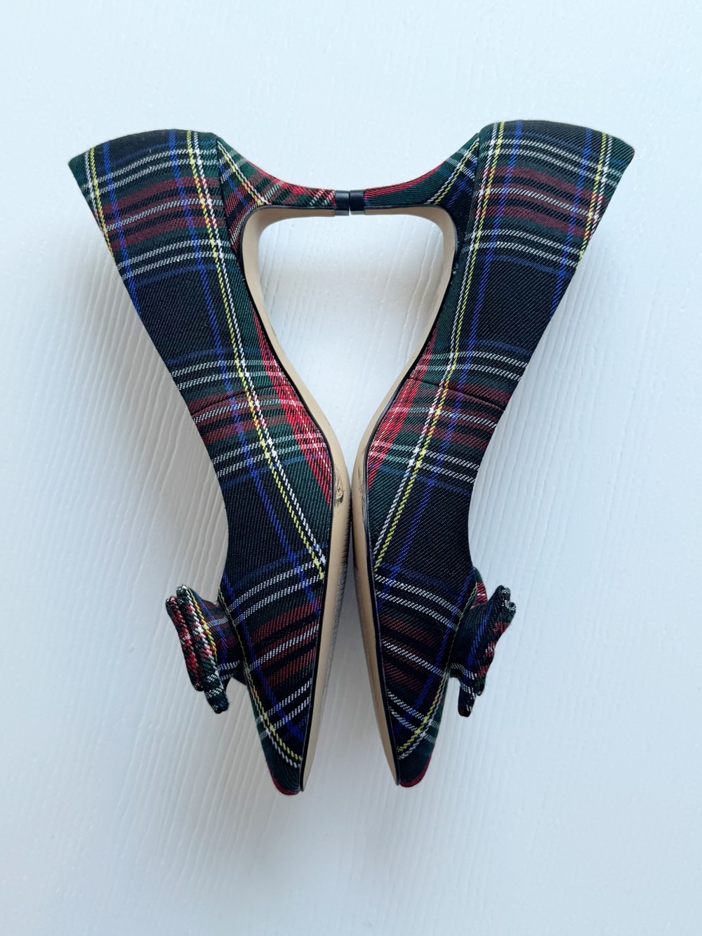 J.Crew Factory Esme Tartan Plaid Bow Kitten Heel Pumps Size 8 - Picture 5 of 12